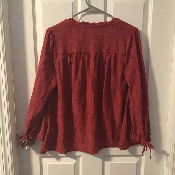 NWT! Lucky Brand Rust Lace Blouse - Picture 2 of 7